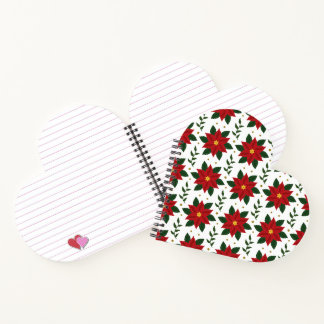 Christmas Poinsettia Floral Pattern | Red Green Notizblock