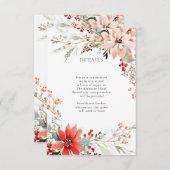 Christmas Poinsettia floral Wedding Details Begleitkarte (Vorne/Hinten)