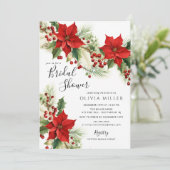 Christmas Poinsettia Flowers Bridal Shower Einladung (Stehend Vorderseite)