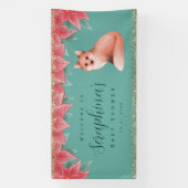 Christmas Poinsettia Fox Gold Glitzern Baby Shoote Banner (Vertikal)