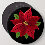 Christmas Poinsettia Geschenk Button (Vorne & Hinten)