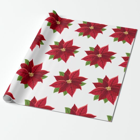 Christmas Poinsettia Geschenkpapier (Ungerollt)
