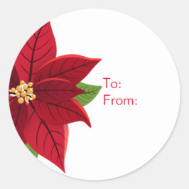 Christmas Poinsettia Geschenktag Runder Aufkleber