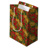 Christmas Poinsettia-GIFT BAG, Gold-M Mittlere Geschenktüte (Rückseite Schrägansicht)
