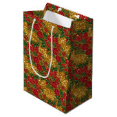 Christmas Poinsettia-GIFT BAG, Gold-M Mittlere Geschenktüte (Vorderseite Schrägansicht)