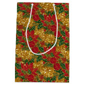 Christmas Poinsettia-GIFT BAG, Gold-M Mittlere Geschenktüte (Rückseite)