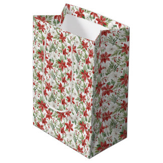 Christmas Poinsettia Gift Bag Mittlere Geschenktüte