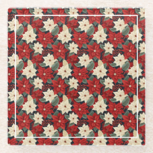 Christmas Poinsettia Glasuntersetzer