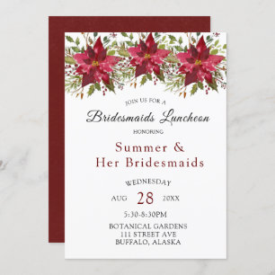 Christmas Poinsettia Greenery Bridesmaids Luncheon Einladung