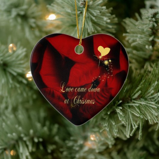 Christmas Poinsettia Heart Photo Ornament (Baum)