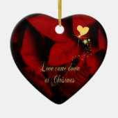 Christmas Poinsettia Heart Photo Ornament (Vorne)