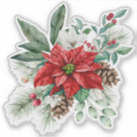 Christmas Poinsettia Holiday Bouquet Aufkleber<br><div class="desc">Weihnachten poinsettia Urlaub Blume Bouquet.</div>
