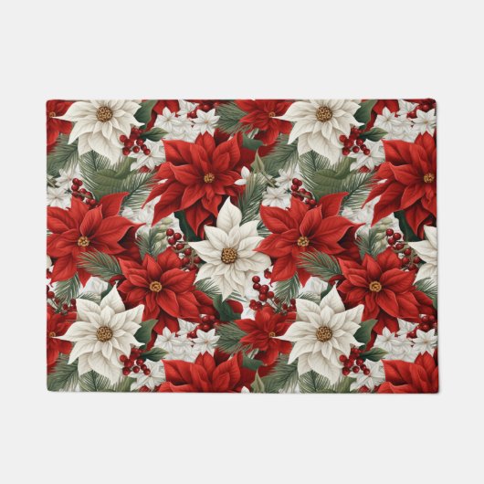 Christmas Poinsettia – Holiday Floral Design Fußmatte (Vorderseite)