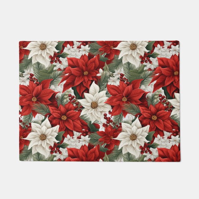 Christmas Poinsettia – Holiday Floral Design Fußmatte (Vorderseite)