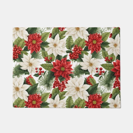 Christmas Poinsettia – Holiday Floral Design Fußmatte (Vorderseite)