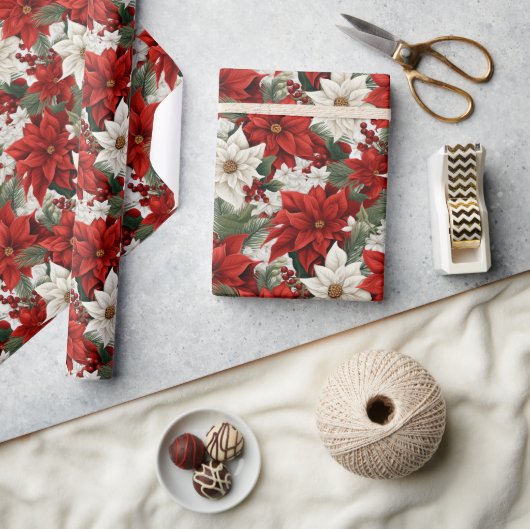 Christmas Poinsettia – Holiday Floral Design Geschenkpapier (Kunsthandwerk)
