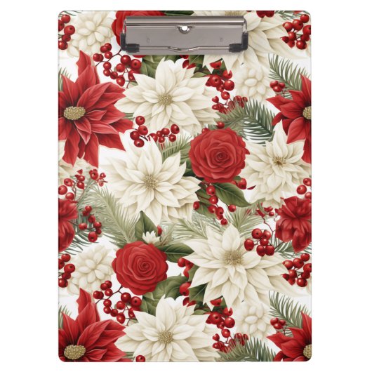 Christmas Poinsettia – Holiday Floral Design Klemmbrett (Vorderseite)