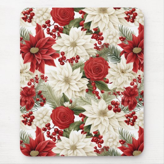 Christmas Poinsettia – Holiday Floral Design Mousepad (Vorne)