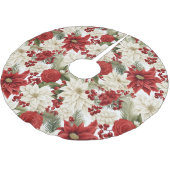 Christmas Poinsettia – Holiday Floral Design Polyester Weihnachtsbaumdecke (Schrägansicht)