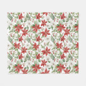 Christmas Poinsettia in Red and White  Fleecedecke (Vorderseite (Horizontal))