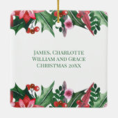 Christmas Poinsettia Joyeux Noël Holiday Foto Keramikornament (Rückseite)