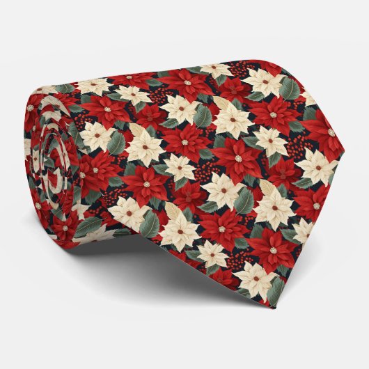 Christmas Poinsettia Krawatte (Gerollt)