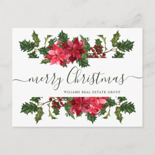 Christmas Poinsettia Mistletoe Unternehmensgrüße Feiertagspostkarte