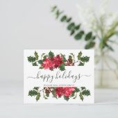 Christmas Poinsettia Mistletoe Unternehmensgrüße Feiertagspostkarte (Stehend Vorderseite)