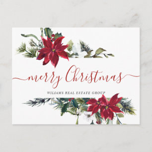 Christmas Poinsettia Mistletoe Unternehmensgrüße Feiertagspostkarte