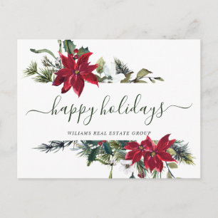 Christmas Poinsettia Mistletoe Unternehmensgrüße Feiertagspostkarte