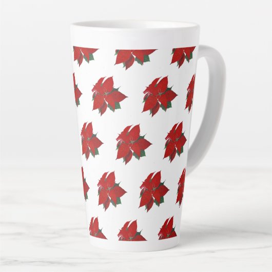 Christmas Poinsettia Muster Red auf White Large Milchtasse (Rechte Ecke)