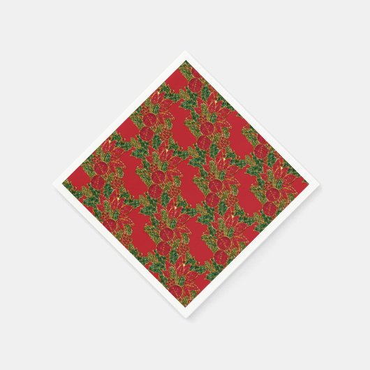 Christmas Poinsettia-PAPER-PARTY NAPKINS-Red Serviette (Ecke)