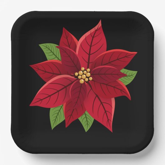Christmas Poinsettia Pappteller (Vorderseite)