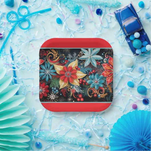 Christmas Poinsettia Pappteller (Party)