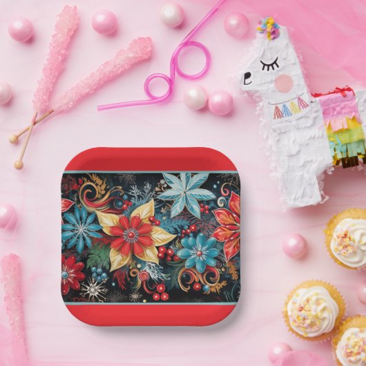 Christmas Poinsettia Pappteller (Party)