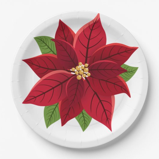 Christmas Poinsettia Pappteller (Vorderseite)
