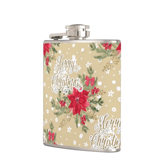 Christmas Poinsettia Pattern Flachmann (Links)