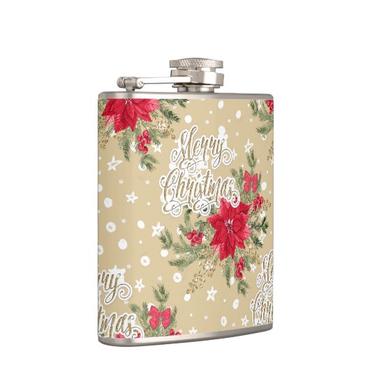 Christmas Poinsettia Pattern Flachmann (Rechts)