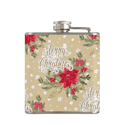 Christmas Poinsettia Pattern Flachmann (Rückseite)