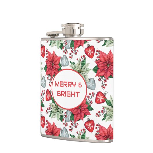 Christmas Poinsettia Pattern Flachmann (Links)