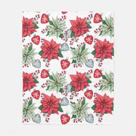 Christmas Poinsettia Pattern Fleecedecke (Vorderseite)