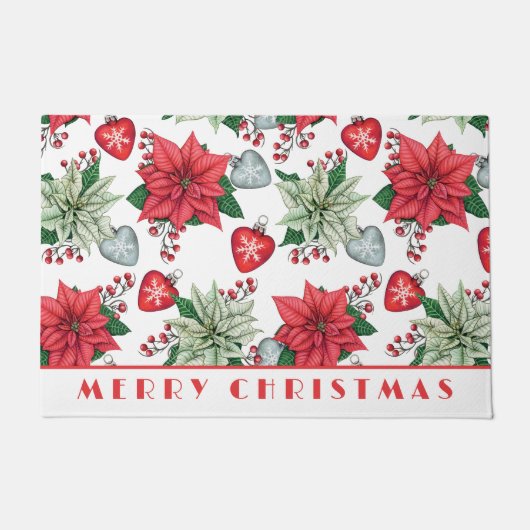 Christmas Poinsettia Pattern Fußmatte (Vorderseite)