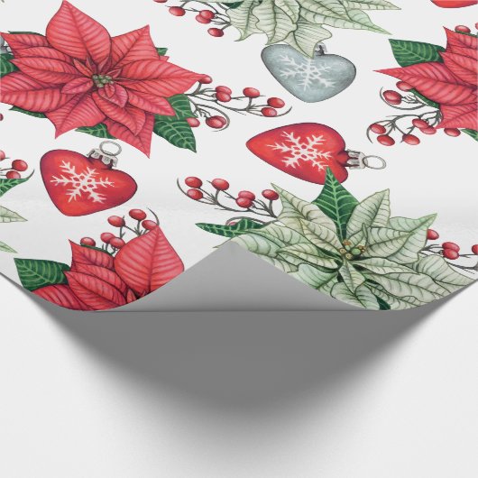 Christmas Poinsettia Pattern Geschenkpapier (Ecke)