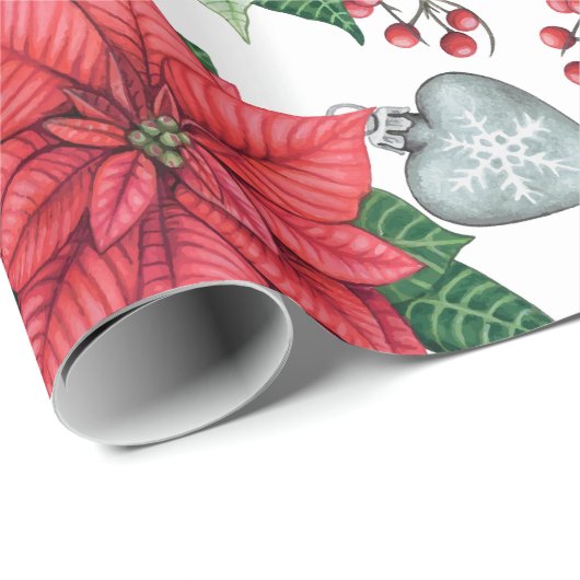 Christmas Poinsettia Pattern Geschenkpapier (Rolleneckpunkt)