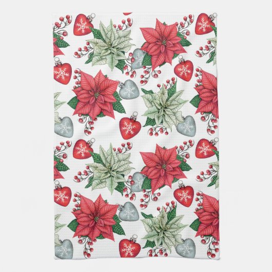 Christmas Poinsettia Pattern Geschirrtuch (Vertikal)