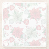 Christmas Poinsettia Pattern Glasuntersetzer (Rückseite)
