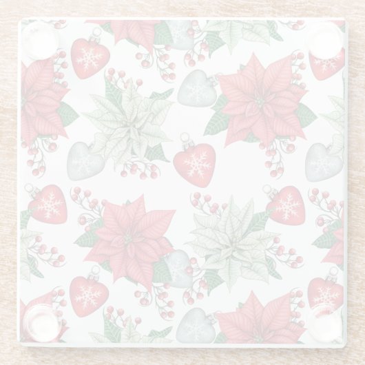 Christmas Poinsettia Pattern Glasuntersetzer (Rückseite)