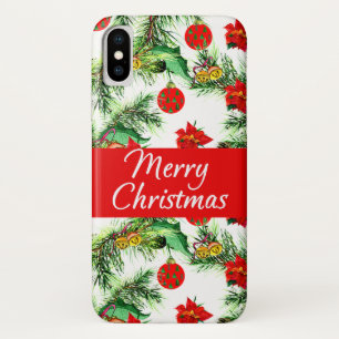 Christmas Poinsettia Pattern iPhone X Fall Case-Mate iPhone Hülle