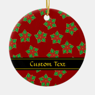 Christmas Poinsettia Pattern Keramik Ornament