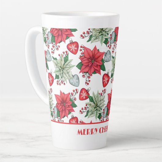 Christmas Poinsettia Pattern Milchtasse (Linke Ecke)
